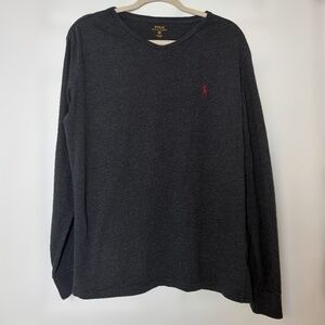POLO By RALPH LAUREN Men’s Long Sleeved V-Neck Medium Weight Gray T-Shirt Medium